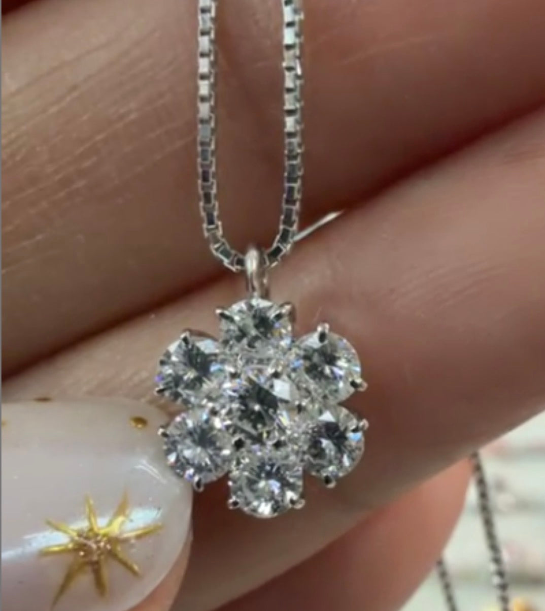 Round Cut Dia into Flower Necklace