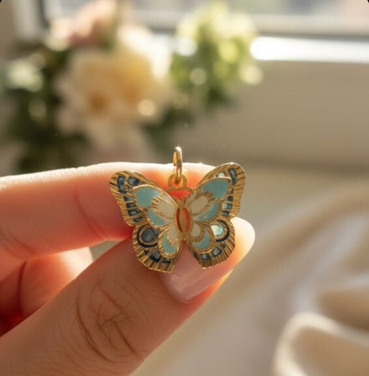 Double Blue Butterfly Charm