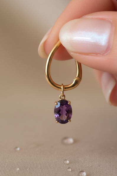 Connector with Dangling Amethyst