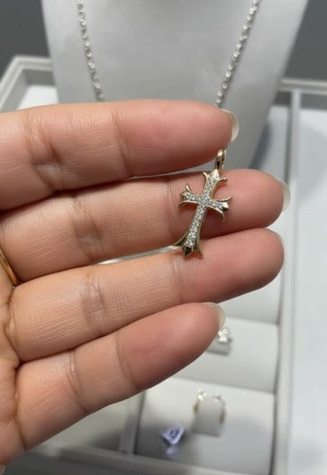 Spike Cross Diamond Pendant w/ Openable Bale